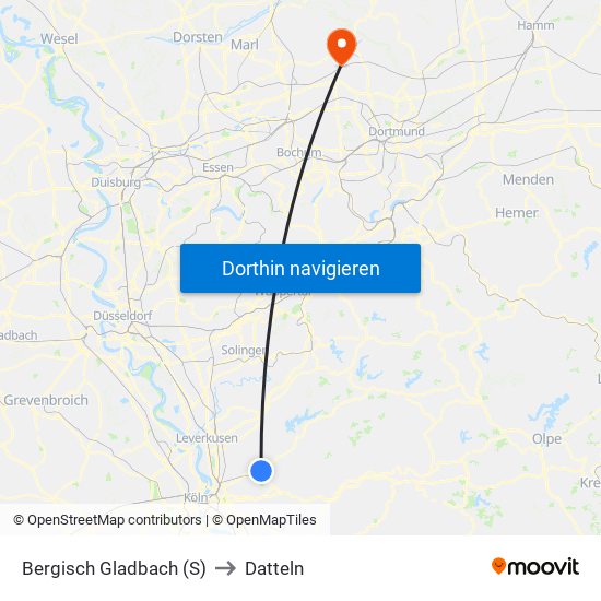 Bergisch Gladbach (S) to Datteln map