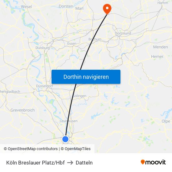 Köln Breslauer Platz/Hbf to Datteln map