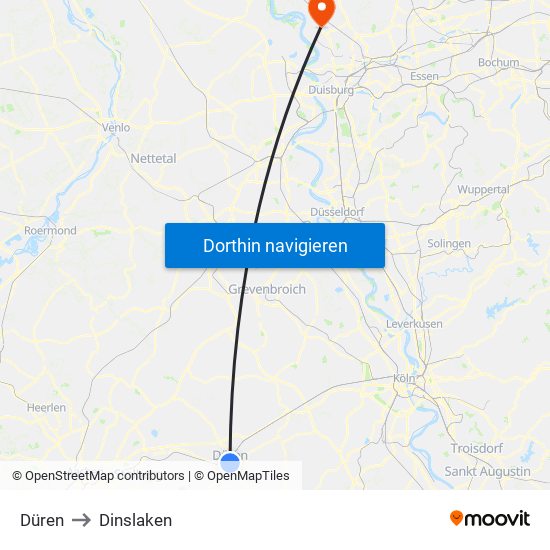 Düren to Dinslaken map