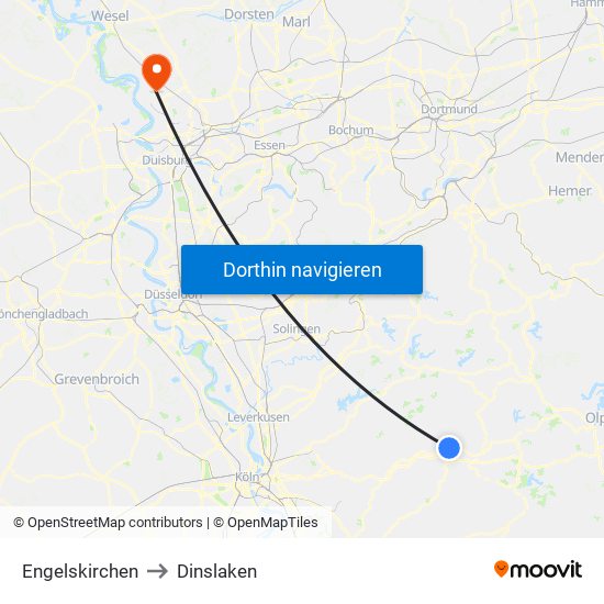 Engelskirchen to Dinslaken map