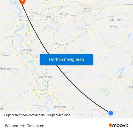 Wissen to Dinslaken map