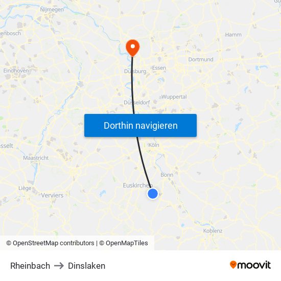 Rheinbach to Dinslaken map