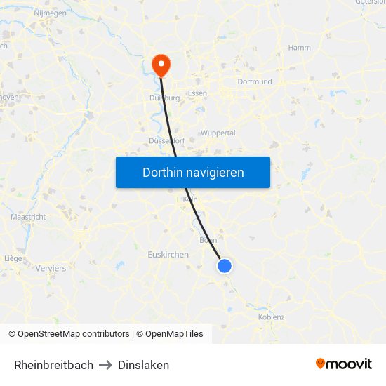 Rheinbreitbach to Dinslaken map