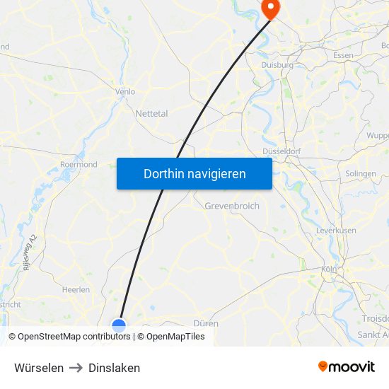 Würselen to Dinslaken map