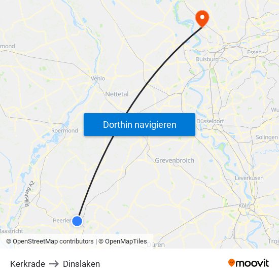 Kerkrade to Dinslaken map