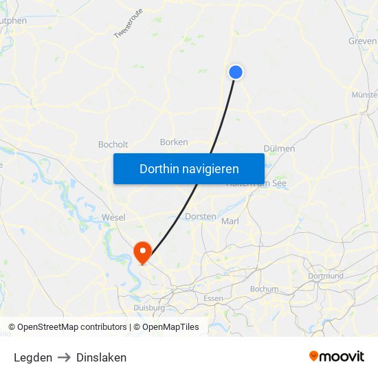 Legden to Dinslaken map