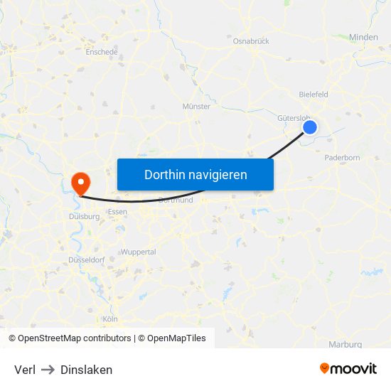 Verl to Dinslaken map
