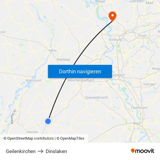 Geilenkirchen to Dinslaken map