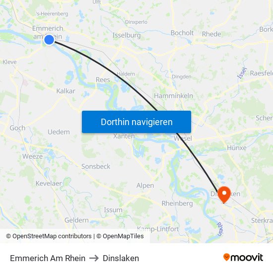 Emmerich Am Rhein to Dinslaken map