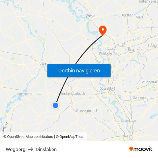 Wegberg to Dinslaken map