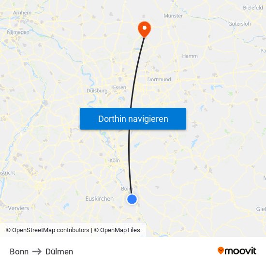 Bonn to Dülmen map