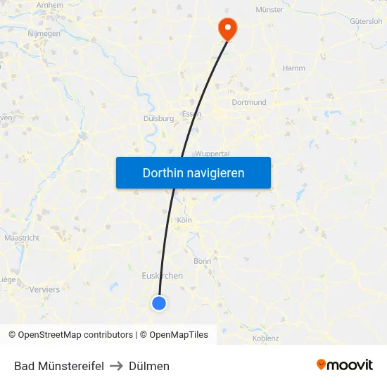 Bad Münstereifel to Dülmen map