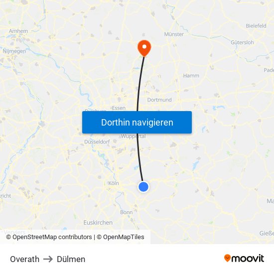 Overath to Dülmen map