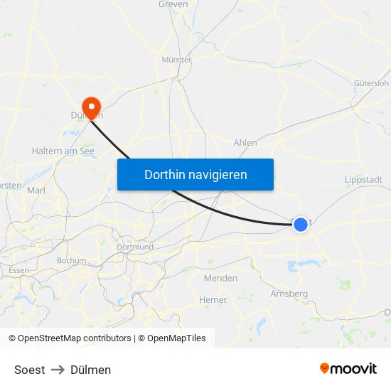 Soest to Dülmen map