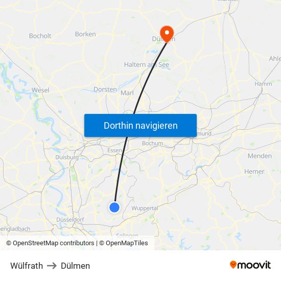 Wülfrath to Dülmen map