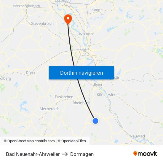 Bad Neuenahr-Ahrweiler to Dormagen map