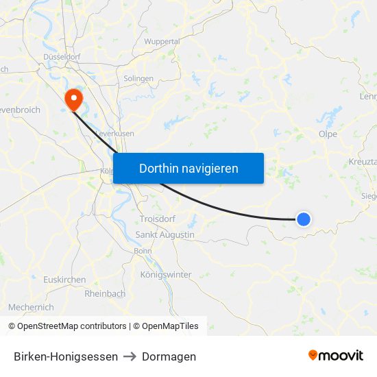 Birken-Honigsessen to Dormagen map