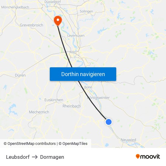 Leubsdorf to Dormagen map