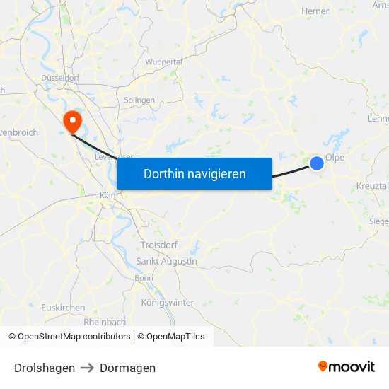 Drolshagen to Dormagen map