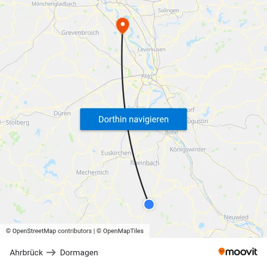 Ahrbrück to Dormagen map