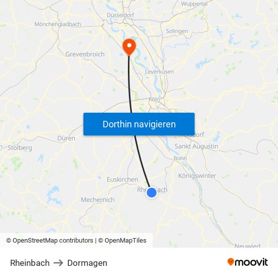 Rheinbach to Dormagen map