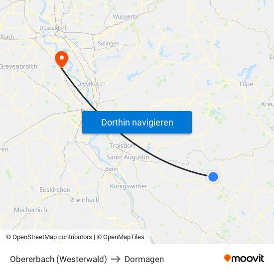 Obererbach (Westerwald) to Dormagen map