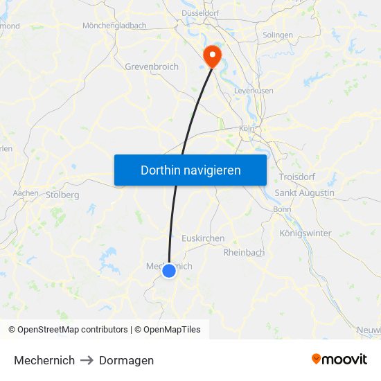 Mechernich to Dormagen map