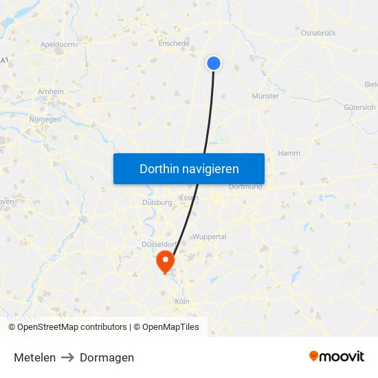 Metelen to Dormagen map