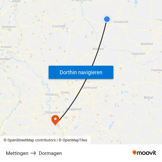 Mettingen to Dormagen map