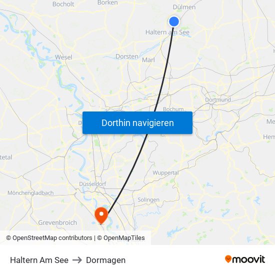 Haltern Am See to Dormagen map