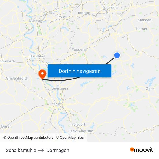Schalksmühle to Dormagen map
