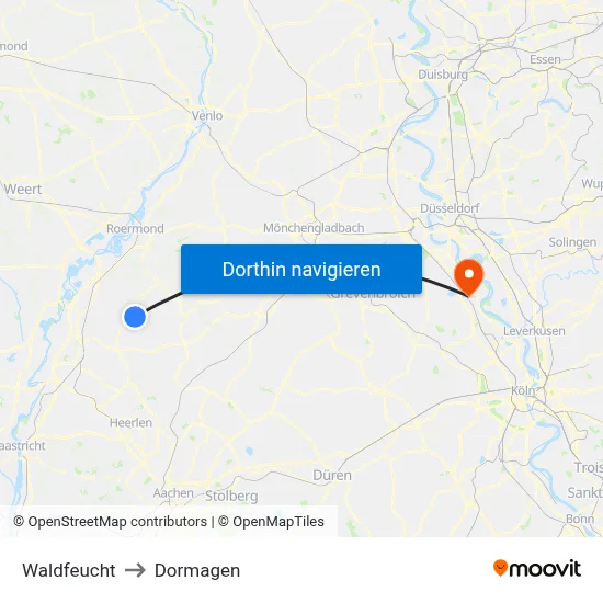Waldfeucht to Dormagen map