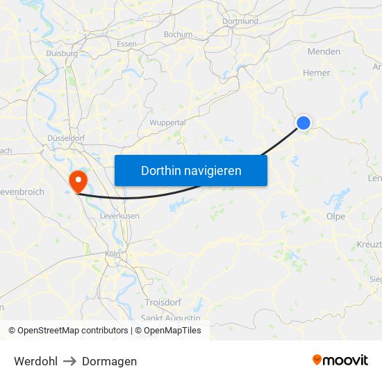 Werdohl to Dormagen map