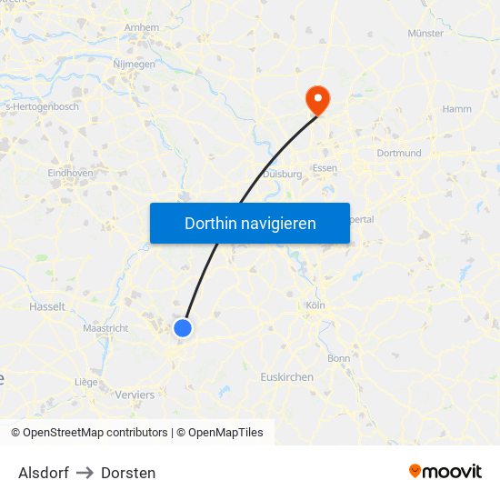 Alsdorf to Dorsten map