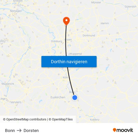 Bonn to Dorsten map