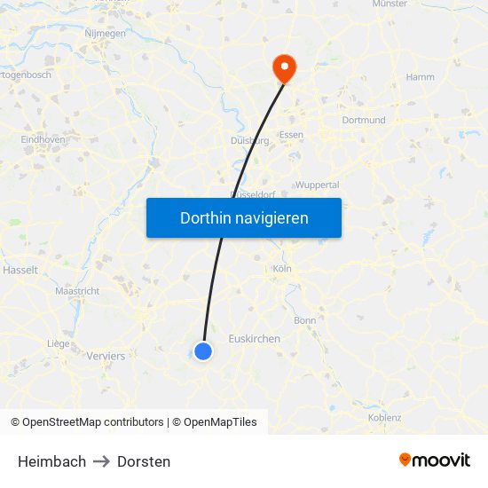 Heimbach to Dorsten map