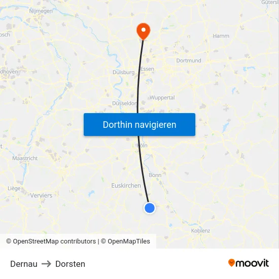 Dernau to Dorsten map