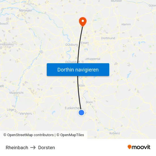 Rheinbach to Dorsten map