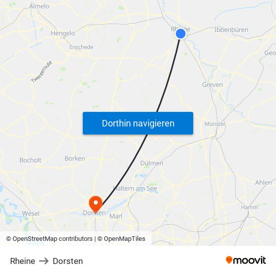 Rheine to Dorsten map