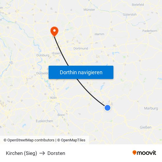 Kirchen (Sieg) to Dorsten map