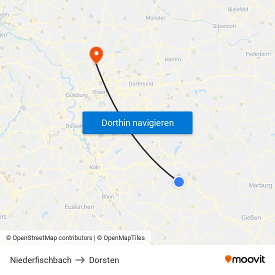 Niederfischbach to Dorsten map