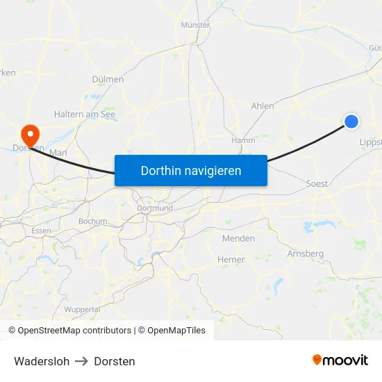 Wadersloh to Dorsten map