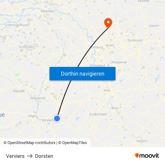 Verviers to Dorsten map