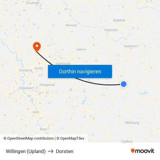 Willingen (Upland) to Dorsten map