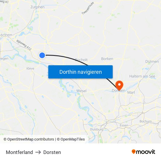 Montferland to Dorsten map