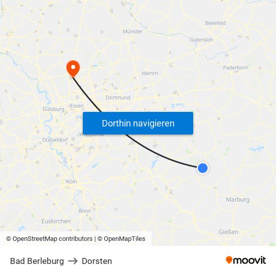 Bad Berleburg to Dorsten map