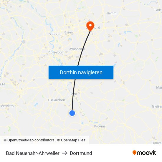 Bad Neuenahr-Ahrweiler to Dortmund map