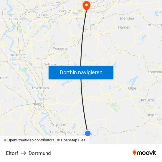 Eitorf to Dortmund map