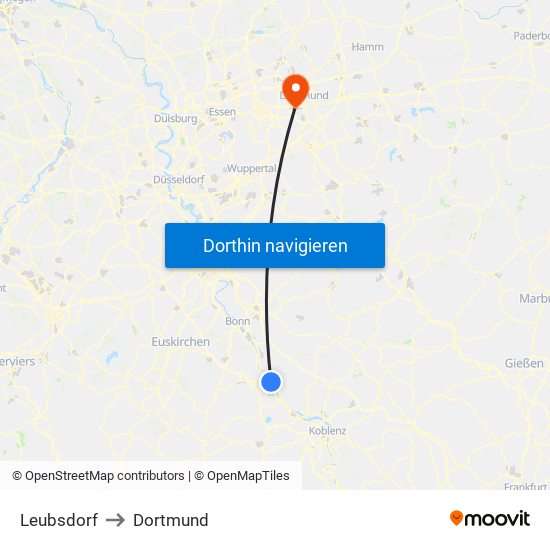 Leubsdorf to Dortmund map