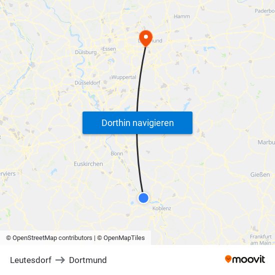 Leutesdorf to Dortmund map